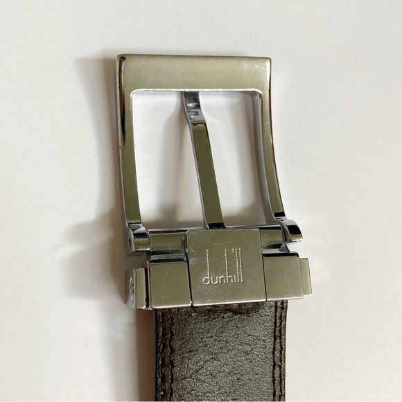DUNHILL black leather silver square buckle belt - Picture 7 of 10